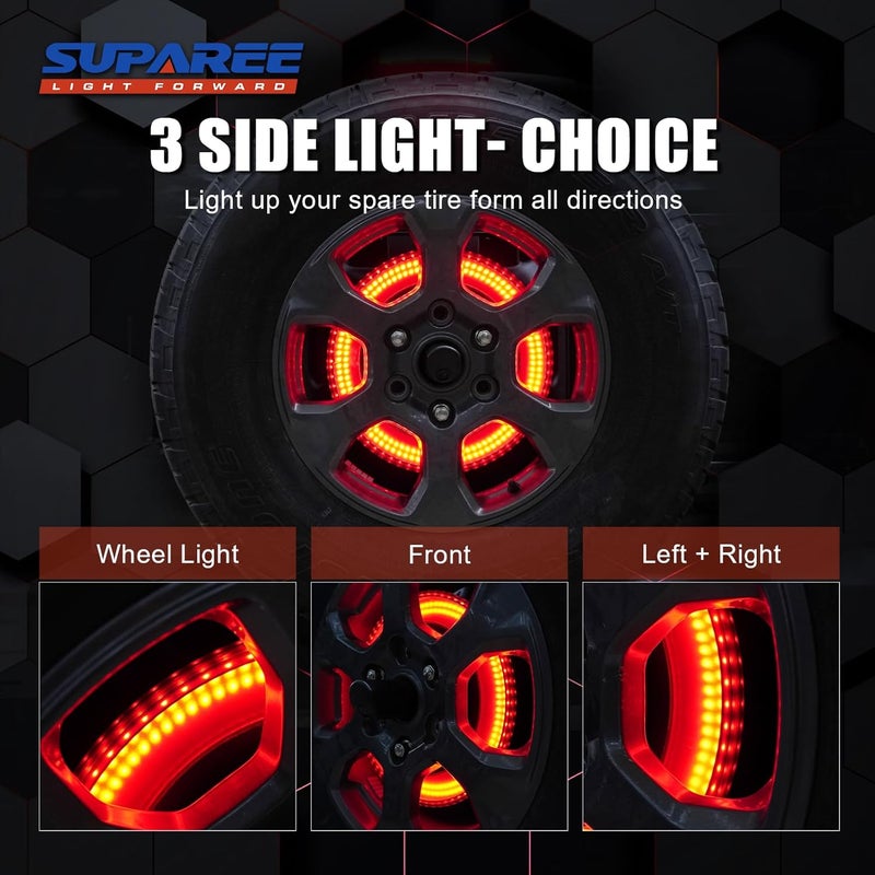 SUPAREE 400PCS LED Third Brake Light for Fo-rd Bronco 2021-2024, Spare Tire Brake Light with 3-Sided Bright Red, High-Mounted Plug & Play Rear Wheel Light, Compatible with 2/4 Door Bronco Accessories - Image 4